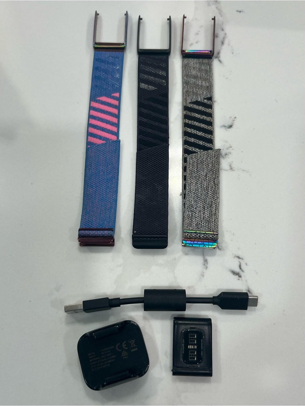 Whoop 4.0 Fitness Tracker, 3 Bands and Charging Kit - Blue/Pink, Black, Gray